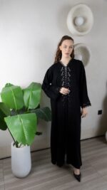 MC-B2L1 Black Abaya – Elegant Evening Modest Wear Co - Image 2