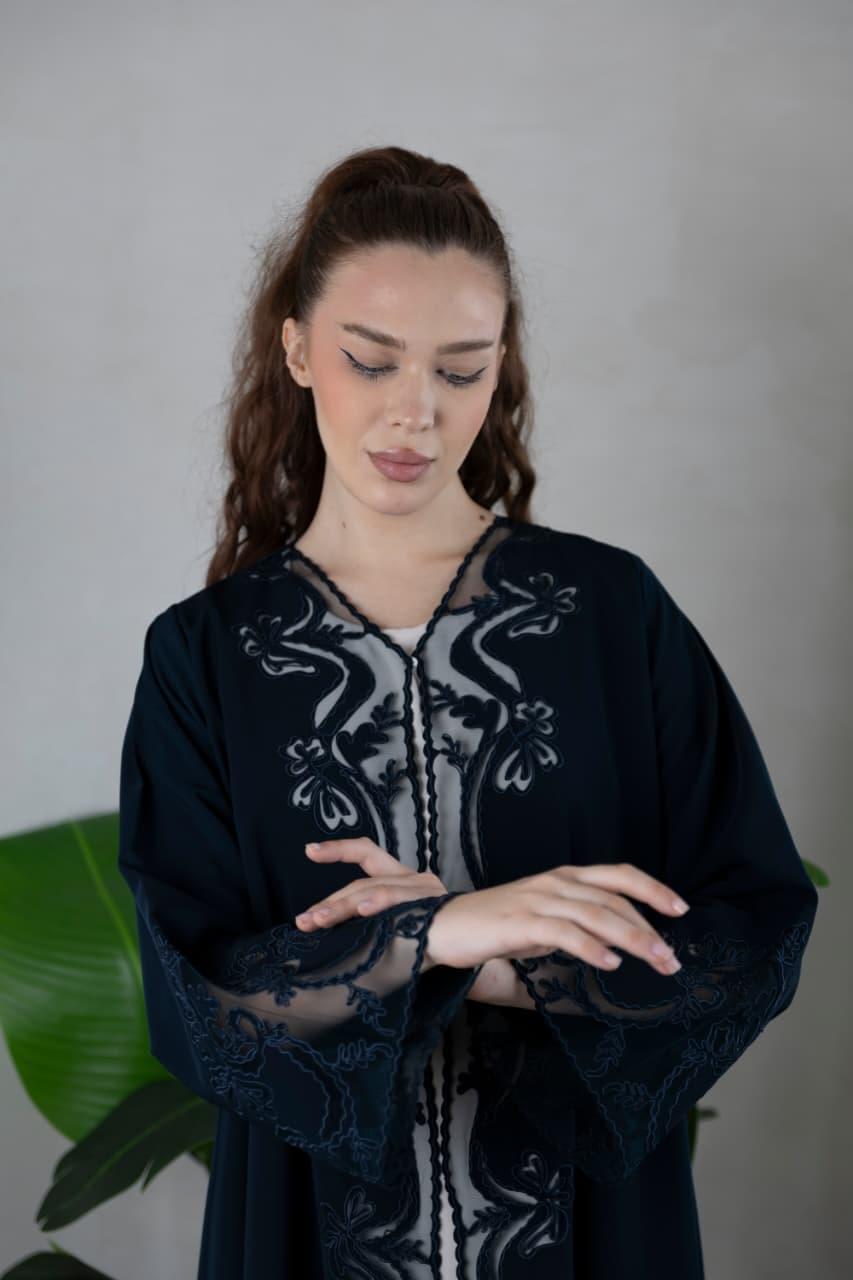 MC-L2P1 Navy Abaya – Elegant Modest Wear Moon Coll - Image 1