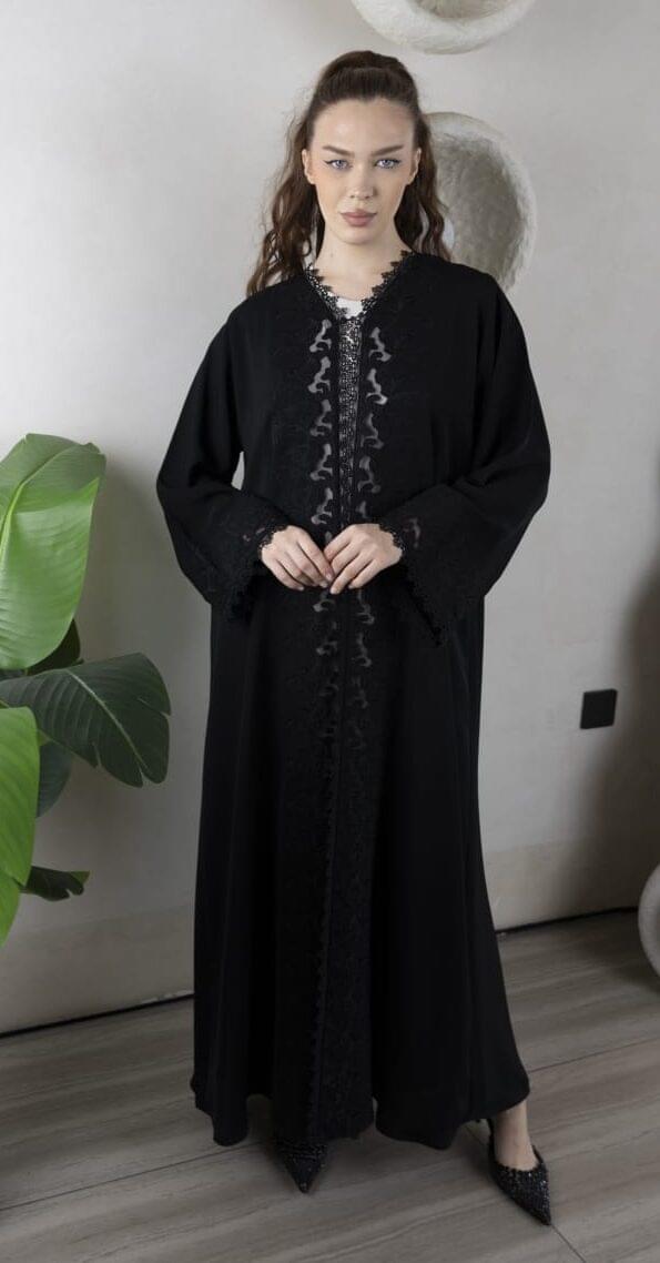 MC-B2L1 Black Abaya – Elegant Evening Modest Wear Co - Image 1