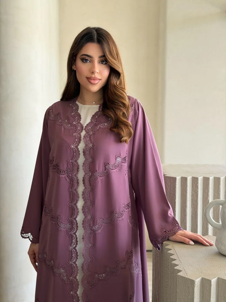 Lilac Lace Abaya